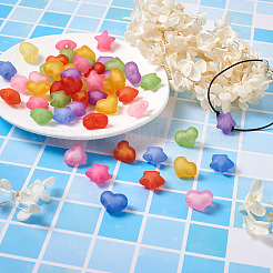 100Pcs 2 Style Frosted Acrylic Beads&nbsp;FACR-BT0001-01