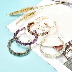 Nuggets Natural Mixed Gemstone Beads Bangle for Girl Women&nbsp;BJEW-JB06817