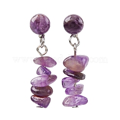 Natural Amethyst Dangle Stud Earrings&nbsp;EJEW-JE06371-06