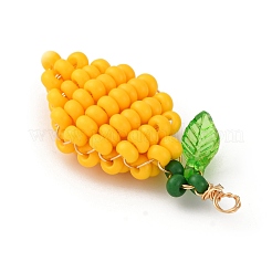 Glass Seed Beaded Lemon Pendants&nbsp;PALLOY-MZ00787
