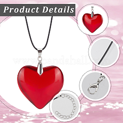 1Pc Glass Heart Pendant Necklaces&nbsp;NJEW-BBC0001-29A
