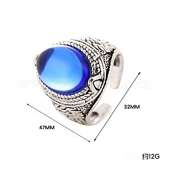 Alloy with Glass Cuff Open Rings for Men&nbsp;FS-WG898AD-02