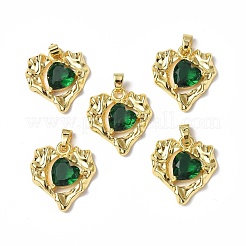 Brass Micro Pave Cubic Zirconia Pendants&nbsp;KK-P223-51G-02
