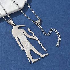 201 Stainless Steel Egyptian Ancient God Anubis Pendant Necklaces&nbsp;NJEW-D318-06P