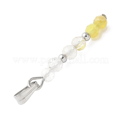 Faceted Round Natural Quartz Crystal & Gold Rutilated Quartz & Yellow Opal Beaded Pendants&nbsp;PALLOY-JF03529-04