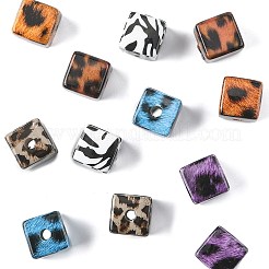 12Pcs 6 Colors Leopard Print Pattern Plastic Beads&nbsp;KY-FS0001-48