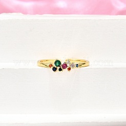 Brass Micro Pave Cubic Zirconia Cuff Rings for Women&nbsp;RJEW-H247-32G