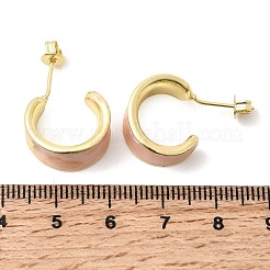 C-Shaped Brass Enamel Stud Earrings&nbsp;EJEW-P333-07G