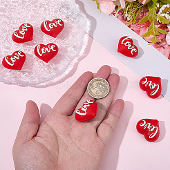 10Pcs Heart with Word love Silicone Focal Beads&nbsp;SIL-SC0003-26
