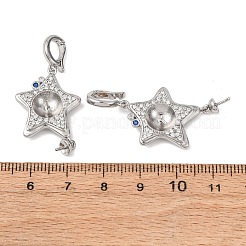 Brass Micro Pave Cubic Zirconia Star Peg Bails&nbsp;KK-A279-01P