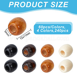 240Pcs 4 Styles Wood European Beads&nbsp;WOOD-GO0001-11