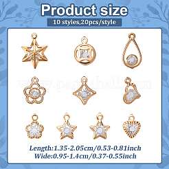 200Pcs 10 Styles Rack Plating Eco-Friendly Iron Pendants&nbsp;IFIN-ME0001-16