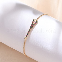 Letter Y Brass Micro Pave Cubic Zirconia Link Slider Bracelets&nbsp;KK-R217-55G