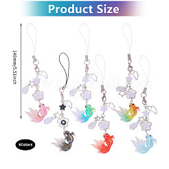 6Pcs 6 Colors Goldfish & Star Resin & Alloy Mobile Straps&nbsp;FIND-GL0001-93