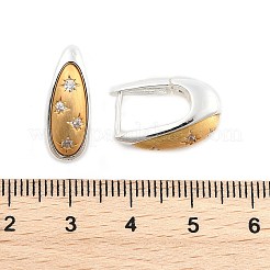 Two Tone Brass Micro Pave Clear Cubic Zirconia Hoop Earrings&nbsp;EJEW-U055-25B-GS