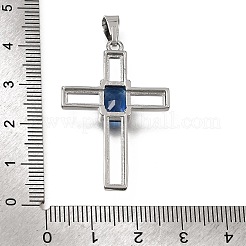 Brass Pave Blue Cubic Zirconia Pendants&nbsp;CU-CBA4BAF-01P