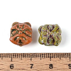 Picasso Baking Paint and Golden Metal Enlaced Glass Beads&nbsp;DGLA-T004-46M