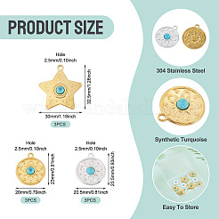 9Pcs 3 Styles Synthetic Turquoise Pendants&nbsp;STAS-TA0006-41