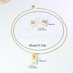 Round Plastic Imitation Pearl Earrings & Pendant Necklaces Sets for Women&nbsp;SY8055