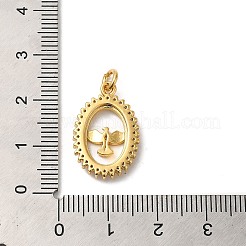Oval with Eagle Rack Plating Brass Micro Pave Clear Cubic Zirconia Pendants&nbsp;KK-K377-21G