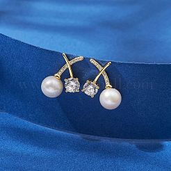 Natural Pearl Ear Studs&nbsp;EJEW-P286-45G