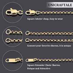9Pcs 3 Colors Half Finished 304 Stainless Steel Rolo Chain Connector Bracelets Making&nbsp;STAS-UN0038-86
