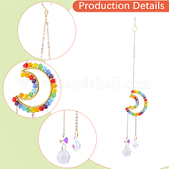 1Pc Colorful Glass Beaded Woven Net Suncatchers&nbsp;AJEW-CY0001-95B