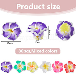 80Pcs Handmade Polymer Clay 3D Flower Plumeria Beads&nbsp;CLAY-DC0001-18B