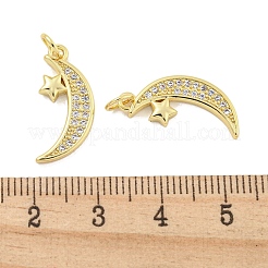 Rack Plating Brass Micro Pave Clear Cubic Zirconia Pendants&nbsp;KK-Q814-10G
