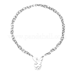 Fashionable Hip-hop 304 Stainless Steel Thorn Rabbit Pendant Necklaces for Women's Daily Wear&nbsp;QJ4694