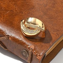 Brass Micro Pave Clear Cubic Zirconia Cuff Finger Rings for Women&nbsp;RJEW-B112-01G