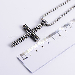 3Pcs Retro Minimalist 316 Surgical Stainless Steel Fashion Cross Pendant Punk Hip-hop Street Box Chain Necklaces for Men&nbsp;NZ5198-2