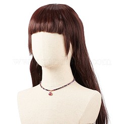 Teardrop Pendant Necklace with Round Beaded Chains&nbsp;NJEW-JN03921