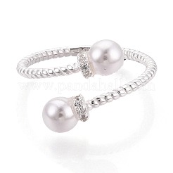 925 Sterling Silver Micro Pave Clear Cubic Zirconia Open Cuff Rings for Women&nbsp;STER-N016-140S