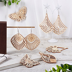 DIY Filigree Wood Dangle Earring Making Kit&nbsp;DIY-TA0009-69