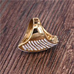 316L Stainless Steel Micro Pave Clear Cubic Zirconia Finger Rings for Women&nbsp;FS-WG06BF3-02