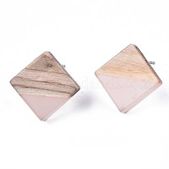 Transparent Resin & Wood Stud Earrings&nbsp;EJEW-N017-005A-A05