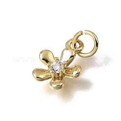 Brass Micro Pave Clear Cubic Zirconia Charms&nbsp;KK-C262-66G