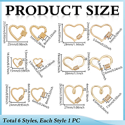 6Pcs 6 Styles Brass Screw Clasps&nbsp;KK-UN0005-47