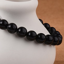 Natural Obsidian Beaded Stretch Bracelets&nbsp;BJEW-Q692-12-8mm