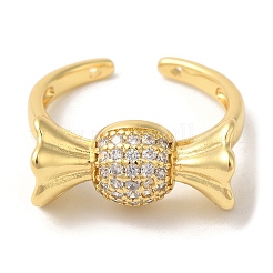 Candy Brass Micro Pave Clear Cubic Zirconia Open Cuff Rings&nbsp;RJEW-U008-24G