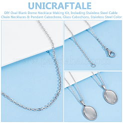 DIY Oval Blank Dome Necklace Making Kit&nbsp;DIY-UN0050-28