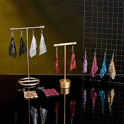 7 Pairs 7 Colors Aluminum Mesh Sequin Rhombus Dangle Earrings for Women&nbsp;EJEW-AN0001-71