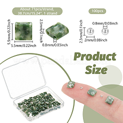 1 Strand Square Natural Green Spot Jasper Beads Strands&nbsp;G-NB0005-60