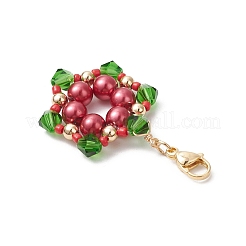 Christmas Themed Glass Snowflake Pendant Decoration&nbsp;HJEW-TA00362