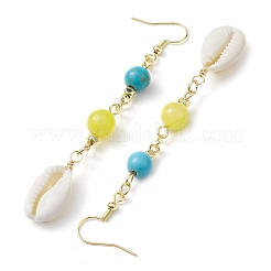 Cowrie Shell and Synthetic Turquoise & Natural Mashan Jade Dangle Earrings for Women&nbsp;EJEW-JE05814
