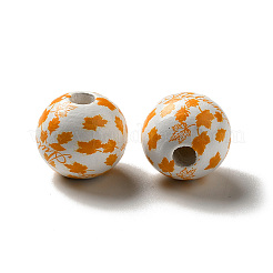 Thanksgiving Day Printed Maple Leaf Wood European Beads&nbsp;WOOD-H102-05