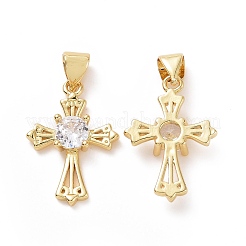 Brass Cubic Zirconia Pendants&nbsp;ZIRC-I062-25G