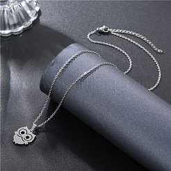 Owl Stainless Steel Pendant Necklaces&nbsp;PW-WG1B650-01
