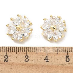 Rack Plating Brass Micro Pave Clear Cubic Zirconia Buttons&nbsp;KK-K293-15G